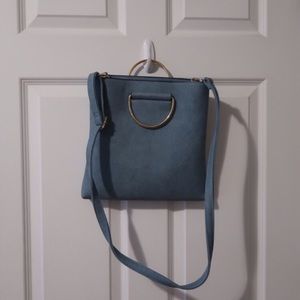 Blue Leather Cross Body Bag